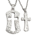 Couple Cross Pendant Necklaces Set Stainless Steel Matching